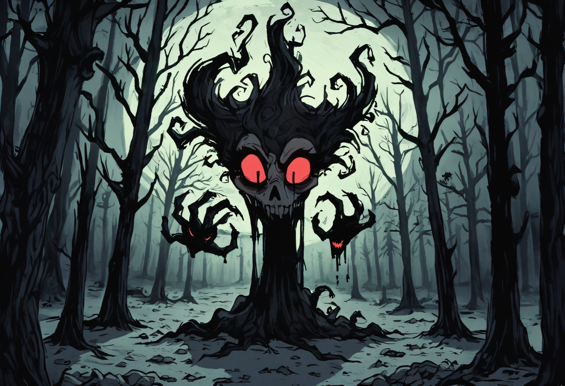 score_9, score_8_up, score_7_up, Halloween, forest, Ent, living tree, evil spirit, spooky, ghost, scary, eerie, dusk, eyes, 1gothic1, red, dramaticart, horror-themed Halloween, forest, Ent, living tree, evil spirit, spooky, ghost, scary, eerie, dusk, eyes, 1gothic1, red, dramaticart . eerie, unsettling, dark, spooky, suspenseful, grim, highly detailed, long forgotten art created by undead artist illustrating Halloween, forest, Ent, living tree, evil spirit, spooky, ghost, scary, eerie, dusk, eyes, 1gothic1, red, dramaticart, tribute to the death and decay. miserable art of the damned. wretched and decaying world. best quality, high resolution