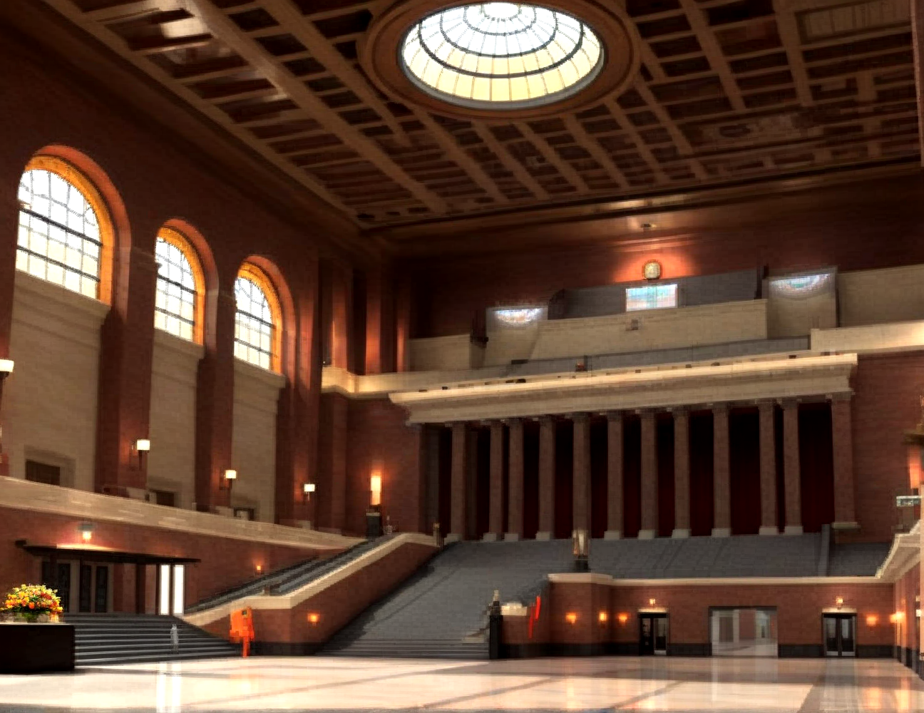 score_9, score_8_up, score_7_up,
<lora:Authoritarian_Interior_(Architecture)_(SDXL)_(AD):1> Authoritarian Interior, interior design, architecture, limestone, marble, wood, monumental architecture, speaking hall, public speaking area, university, lecture hall, coffered ceiling, public building, government building, floor to ceiling windows, large windows, skylight, lobby, hotel lobby, mall, train station lobby, subway station lobby, train platform, subway platform, central station, stadium, arena, theater, 
8K, In'ei, chiaroscuro, volumetric lighting, perfect depth of field shot, 8K CGI render, beautiful, subsurface scattering, photographic realism, asymmetric viewpoint, off center perspective, art by Thomas Kinkade, 
BREAK zPDXL, zPDXLxxx,  <lora:wowifierXL:0.2> art by mooncryptowow <lora:sdxl_lightning_8step_lora:0.4> <lora:detailed_notrigger:0.5>