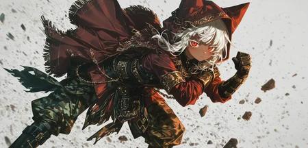 masterpiece, best quality, good quality, waterkuma, [quasarcake, rebecca \(keinelove\),masterpiece, best quality, good quality, anime,(solo),
/// 1girl, solo, boots, blonde hair, (dark skin), very dark skin, hood, (freckles), dress, simple background, blunt bangs, white background, windy hair strands, animal hood, short hair, white eyelashes, white eyes, gradient eyes, gold eyes, sand powers, standing, cat hood, long sleeves, looking at viewer, hood up, [:3], :<, animal ears, closed mouth, blush very aesthetic, masterpiece, absurdres, best quality, amazing quality, very aesthetic, absurdres,
(flat 2d vector style), (minimalist material icon:1.2), 1girl, oni horns, maroon jacket, baggy pants, camouflage pants, long_hair, golden hair, white hair, forehead, parted bangs, (hair_rings), long_sleeves, detached sleeves, looking_at_viewer, violet eyes, simple_background, solo, boots, standing, white_background, Ay-O, a character portrait, rayonism, (no lineart:1.3), definitive eyes, masterpiece, best quality, good quality,
1girl, ground_shatter, punch, quasarcake, [ningen mame], (rhasta:0.7), (rella:0.6), angled stance, byzantine armor, fur-trim, coat, baggy pants, standing, __coior__ background, magenta hair, cat ears, tan, single gauntlet, detailed outline, outside_border
 <lora:GAME_STYLE_ffbrave:-0.25> <lora:- SDXL - vanta-black_contrast_V3.0:0.58>