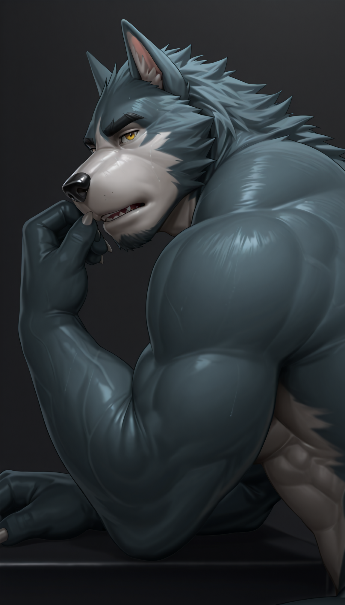 wolf,male focus,solo,muscular,absurdres,anthro,<lora:takahirosi-20:0.9>,