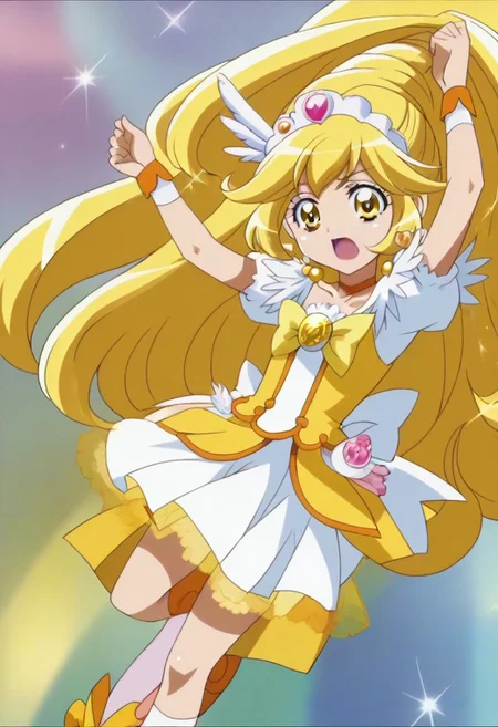 rating questionable, detailed background,yellow hair,yellow eyes,long hair,shiny skin, <lora:curepeace.pony:1>, curepeace,,,,,,,,,,,,,,,,,anime coloring, anime screencap, 1girl,Solo ,, anime,,,,official art, Uncensored ,Unedited ,,,,,,,,,,,,, ,,