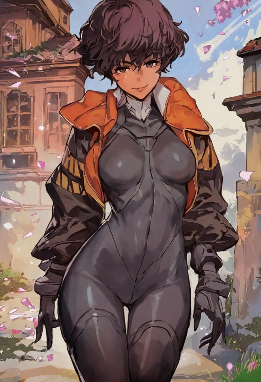 score_9, score_8_up, score_7_up, score_6_up, score_5_up, score_4_up,  <lora:RWSara01:1>, RWSara01, jacket, bodysuit, smile,  score_9, score_8_up, score_7_up, score_6_up, score_5_up, score_4_up, rating_questionable, , source_anime, digital illustration, pixiv, fanbox, uncensored, , BREAK, official art, 1girl, solo, Seductive Eyes, skinbodysuit, bodysuit, outdoors, blush, cowboy shot, looking at viewer, <lora:skinbodysuit e3-000009:0.75>, ng_deepnegative_v1_75t, easynegative, OverallDetail
