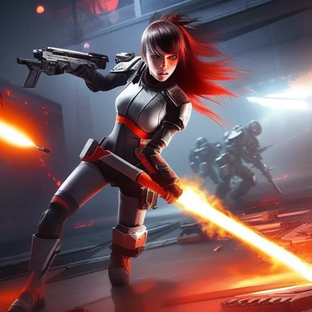 Cute girl, Threatening, cyber, punk, skull, Warhammer 40k, ActionHelper-SDv2