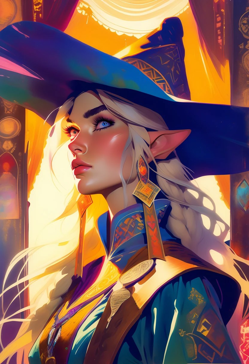 score_9, score_8_up, score_8_up, ((Cinematic composition)),((masterpiece)), (resplendent highlighting), 8k. Photorealistic
1girl, (full body). 
A stunningly beautiful elven cowgirl walks out through saloon doors. She’s wearing cowboy clothing on top of her elven garb. Bow on her back, quiver on her belt, cowboy boots, Cowboy hat in her hand, (camera angle from below), deep rich colours, ((full body)) long hair, elven ears. (resplendent spotlight on her face). Brilliant chaotic atmosphere.
Double exposure.
Ink, Charcoal and colourful oil pastels. impressionistic. faded watercolours (Klimt :1.2) dadaistic collage (by Bill Sienkiewicz:1.5), strikingly alluring face. brilliant spotlight effect. Vibrant thick dripping paint. Intense detail, realistic, dynamic shadows and contrasts. Matte and faded background colours. unreal parts, alluring, fluid, perfection, gothic. (Luminous skin dynamically spotlighted), Illustration, (klimt:0.8) (Bill Sienkiewicz:1.5). maximum detail, Chinese watercolor and ink technique. Gold leaf highlights.
<lora:xl_more_art-full_v1:0.4> <lora:epi_noiseoffset2:1>3