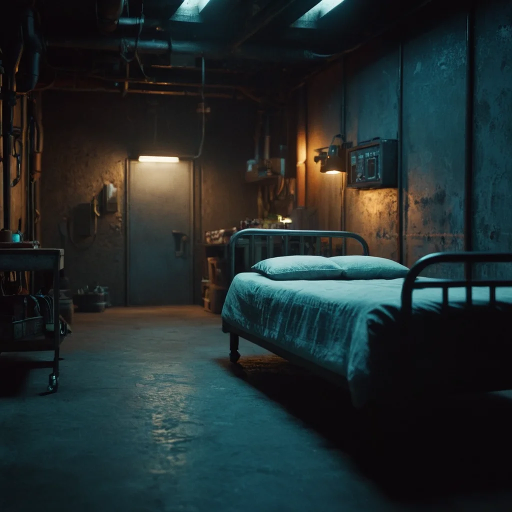 cinematic film still of <lora:Hyperrealism style v2:1>
An Unreal Engine image of a dimly lit room with a bed and a table,no humans,ground vehicle,scenery,sign,light,dark,industrial pipe,alley,neon lights , realistic, realism, photorealism, hyperrealism, hyperrealistic, realistic, sharp, detailed, cinematography style, film light style, movie still, professional photography, artistic, perfection, contrast, cinematic, filmic, high quality photo, 8k quality, colorful, photography style, 3D computer graphics, Blender, 3ds Max, Maya, Cinema 4D, ZBrush, AutoCAD, LightWave 3D, Adobe Dimension, virtual reality, 3d, different people, different characters, different models, detailed eyes, detailed nose, detailed ears, detailed environment, detailed body, detailed face, detailed nipples, detailed breasts, detailed feet, detailed hands, perfect, perfection, epic, awesome, Interactive, Cybernetics, different lighting, light, Video games, Film and television, Unreal, real-time 3D, Epic Games style, Unreal Engine style, shallow depth of field, vignette, highly detailed, high budget, bokeh, cinemascope, moody, epic, gorgeous, film grain, grainy