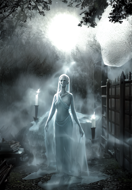 <lora:Wispmother:0.8>, Wispmother, portrait, Ghostly, Haunted Mansion, Eerie Shadows, Flickering Candles, Creaking Floorboards, Whispering Apparitions, Chilling Breeze, Dim Moonlight, Forgotten Memories, Fading Portraits, Ominous Silence, Phantom Footsteps, Creeping Fog, Ancient Curse, Uncanny Presence, Faint Ghostly Laughter, (masterpiece, best quality, absurdres, detailed, ultra-detailed:1.3), (highly detailed, high quality:1.3)