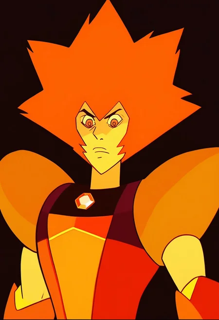 score_9, score_8_up, score_7_up, score_6_up, solo, source_cartoon, a muscular monster with a single orange gem embedded in their chest, wearing orange, muscular monster, yellow fur, yellow skin, orange eyes, orange chest gem, yellow monster, orange hair, orange theme, flat chest, shiny, dark background, best quality, illustration, cinematic lighting, masterpiece, highly detailed, black illustration lines,