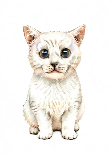 <lora:æ°´å½©:1>,cat,no humans,white background,animal,looking at viewer,simple background,black eyes,watercolor_(medium),, masterpiece, best quality,