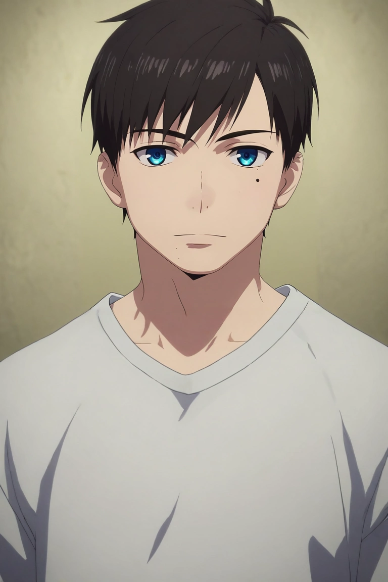 score_9, score_8_up, score_7_up, , rating_safe, , (3d:0.4), looking at viewer, , 1boy, solo, male focus, <lora:yukio_okumura_pony:0.98>, yukio_okumura, black hair, blue eyes, mole, mole under eye, , , , <lora:sdxl_lightning_8step_lora:1>