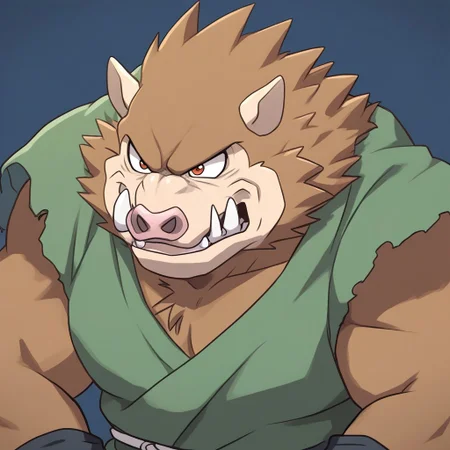 score_9,score_8_up, rating_safe, source_furry, by dsharp, furry, 2d, detail face,
Orc(dragon Quest), boar, wild, rough, rude, Vulgar, vile,