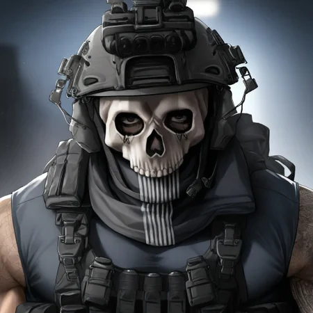 score_9, score_8_up, score_7_up, score_6_up, score_5_up, score_4_up, 1boy, male focus, simon_riley, skull_mask, muscular, black military uniform, black tactical gear, load bearing vest, helmet, gloves, arm tattoo, cinematic, masterpiece, portrait, dramatic lighting,