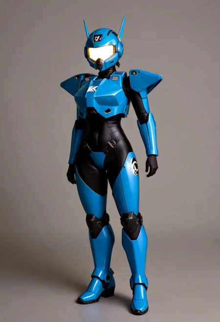 A full length 35mm photo of a sleek futuristic scene, a female gundam robot in a form-fitting gloss robins egg blue armored suit with silver accents, wearing leather boots, she is exuding a sense of strength and unity, standing in a military hangar, smooth featureless face
TheFaceLess, Polaroid Style, Polaroid photography, over exposed style, flash photography style, Kodak, fujifilm, bright light, white light