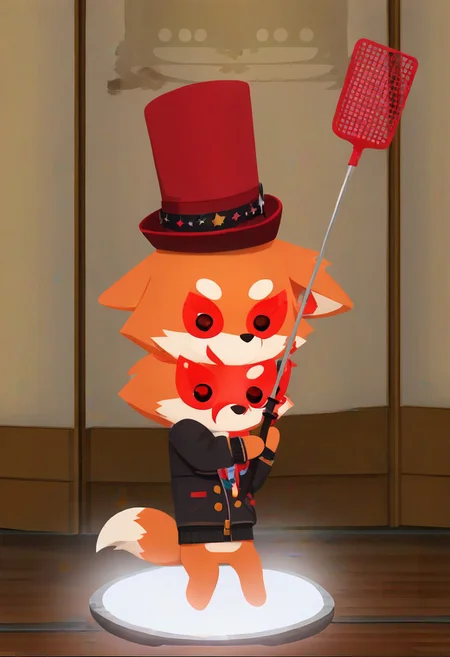 Super Animal Royale, detailxl, score_9, score_8_up, score_7_up, score_6_up, score_5_up,, detailed eyes, detailed face, detailed hands, top down full body view,  NightScapes, fox, cozy atmosphere, creative light overlay, 4k, masterpiece, (masterpiece), best quality, (4K), (cinematic lighting), highly detailed, 8K, UHD, ultra detailed, immersive picture, vivid colors, volumetric light, cinematic light, extremely detailed CG, fox is wearing a jacket and a hat