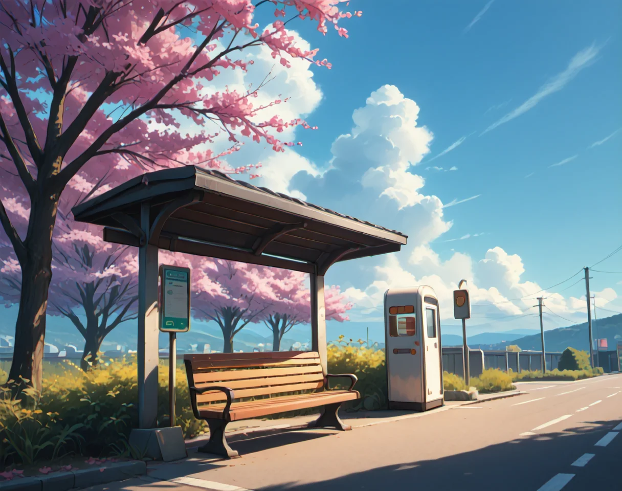 score_9, score_8_up, score_7_up,
<lora:AniBuSt_(Background)_(Pony)_(AD):1.25> AniBuSt, bus stop, anime, Japanese,
very awa, aesthetically pleasing, masterpiece, best quality, dutch angle, no humans, no characters, 8K, In'ei, chiaroscuro, beautiful, soft fluffy clouds, bench,
zPDXL,