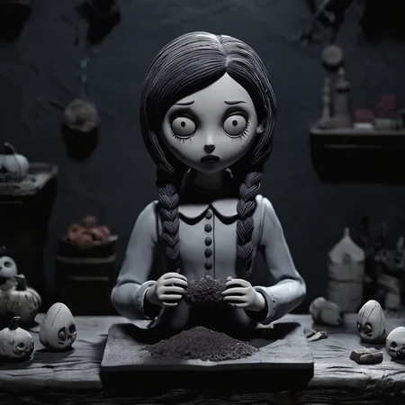 A horror girl, dark scene, horror movie, creepy, detailed,
,Clay Animation, Clay, <lora:ClayAnimationPash:1>