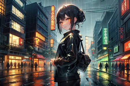 highly insanely detailed, masterpiece, top quality, best quality, highres, 4k, 8k, RAW photo, (very aesthetic, beautiful and aesthetic),
(code_style,codestyle),english text,japanese text,traditional chinese text,
<lora:CodeStyle (half generic class)_564920:0.5>,
(1girl:1.3), 1other,
((pedestrian hell)),((busy street in taiwan)),taipei road,scooter,motorcycle,wind,trees,crowd,traffic light,road sign,cityscape,shopping,storefront,signboard,building,greenery,night,neon lights,((raining)),rain,wet street,reflection,wet clothes,(pure orange background,transparent background:1.2),âââ
