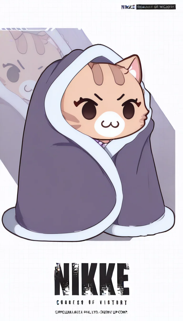 masterpiece, best quality, newest, absurdres, highres, NikkeProfile, full body, checkered background, zoom layer, copyright name, character name, english text, logo, <lora:NikkeProfile_illusXLNoobAI_Incrs_v2:1>, white background, <lora:CozyBlanket_illusXL_Incrs_v1:1.2> blanket, under covers, chibi <lora:discord_nekonekonekone_illustriousXL:1> animal focus, no humans, n3koemoji, cat, :3,