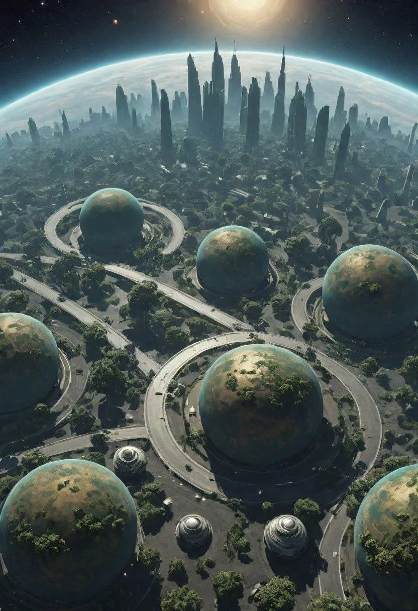 closeup of planets surface, king kais planet with some trees and a street around it