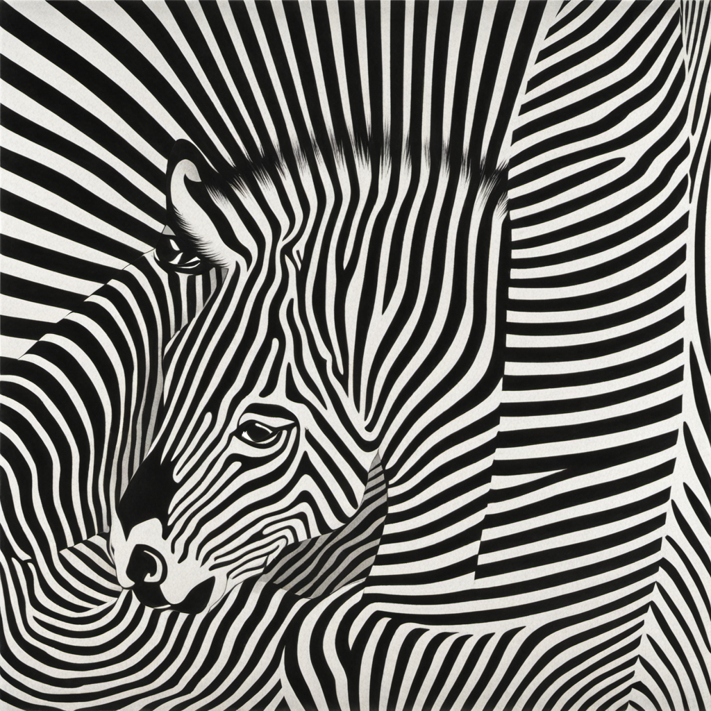 zebra, animal by Bridget Riley,fullbody