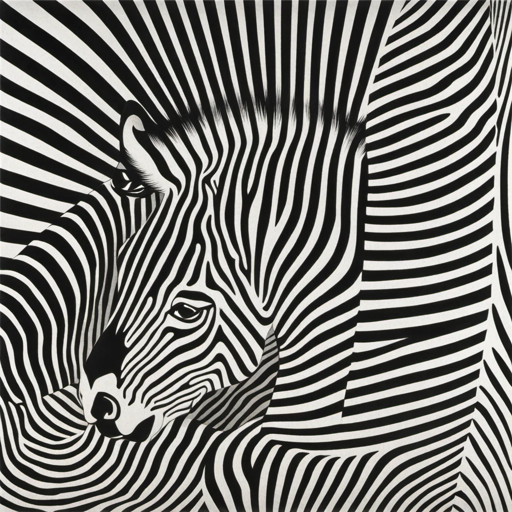 zebra, animal by Bridget Riley,fullbody