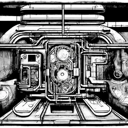 black and white, photorealistic intricately detailed comic book art by award winning line artist, of a steampunk scientist stepping stepping through a magical portal, black and white ink, epic cinematography
