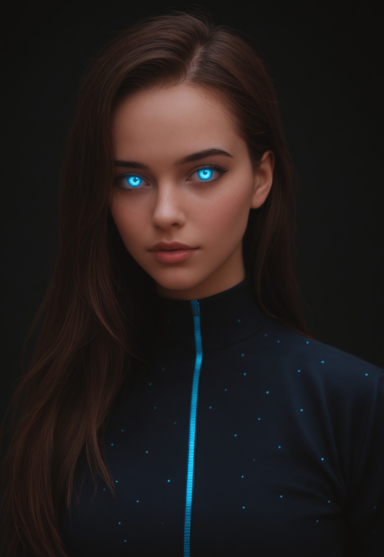 A striking portrait of an android set in a retro-tech cyberpunk world. Its face is sleek and metallic, with panels resembling brushed steel, dotted with faint, glowing neon circuitry in hues of teal and pink. The android’s synthetic skin is a mix of glossy chrome and matte black, with hints of wear, giving it a nostalgic, worn-out look. Its glowing eyes, one blue and one purple, are framed by pixelated glitches, flickering occasionally as though running on outdated hardware.
((full clothed))
 (8k uhd:1,4)
 <lora:add-detail-xl:1>
 <lora:Dynamic Poses:1>