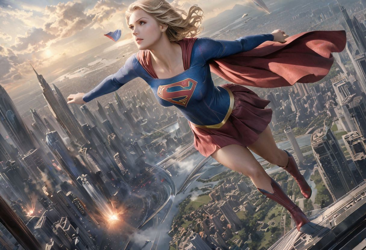 (best quality, masterpiece, colorful, dynamic angle, highest detailed) realistic portrait beautiful concept art of Supergirl scene when she flies through the multiverse
