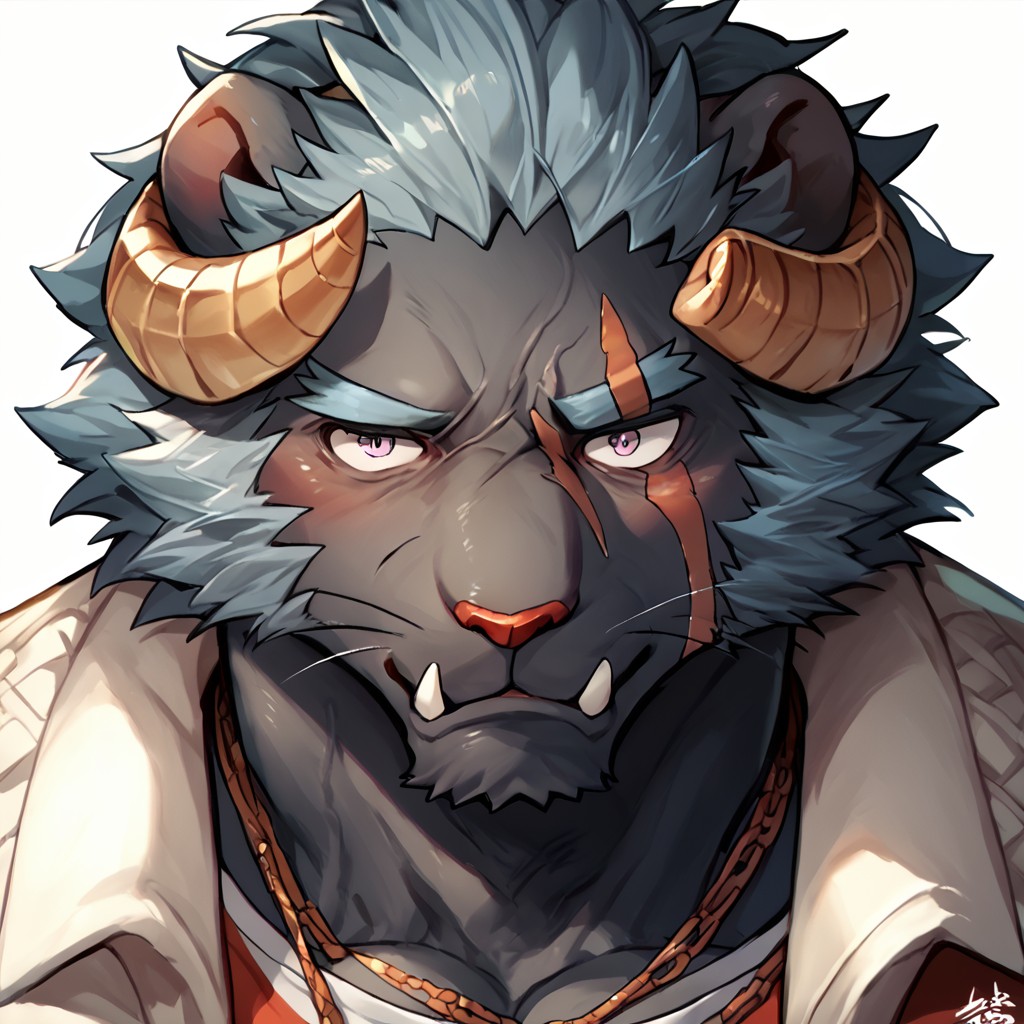 score_9, score_8_up, score_7_up, score_6_up, score_5_up  <lora:Krampus:1.0>, Krampus, solo, bara, furry male, muscular male, male focus, curled horns