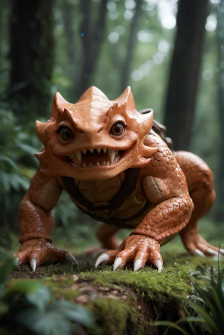 <lora:mortimer_v1:1>
mortimer_v1,
no humans, pokemon \(creature\)
black eyes, claws, fangs, scales,
black eyes, brown eyes,
colored skin, scales,
teeth, sharp teeth, claws,, score_9, score_8_up, score_7_up, solo,
A lush green forest with tall trees and a babbling stream,, dancing pose,
blur censor, blurry, blurry background, blurry foreground, bokeh, motion blur,
chromatic aberration, depth of field, figure, focused, focus