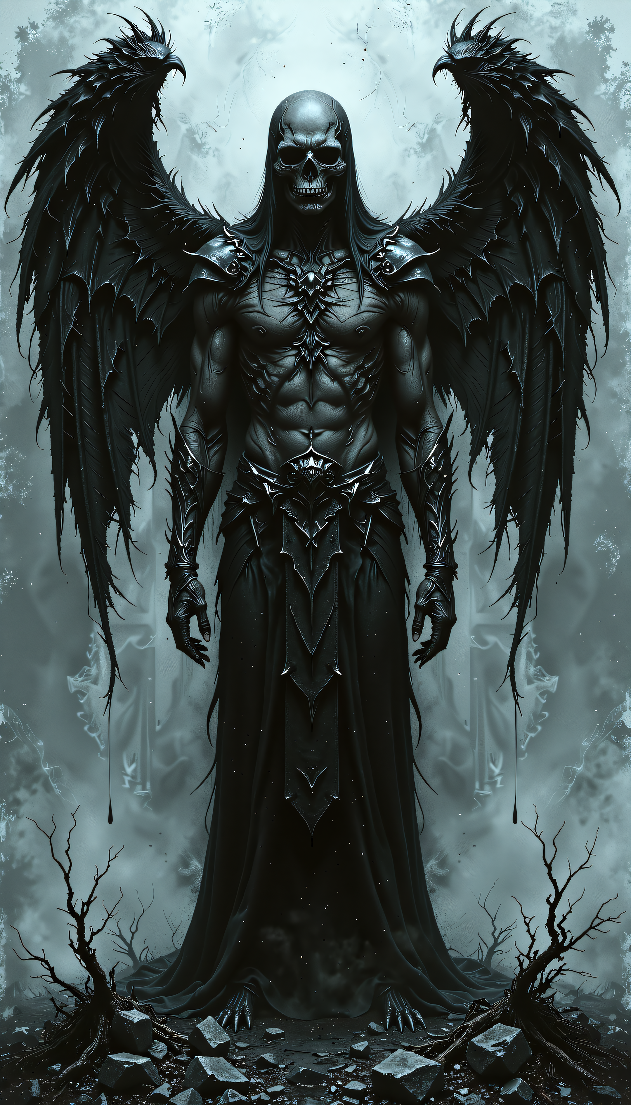 a haunting image of a death angel,devast8