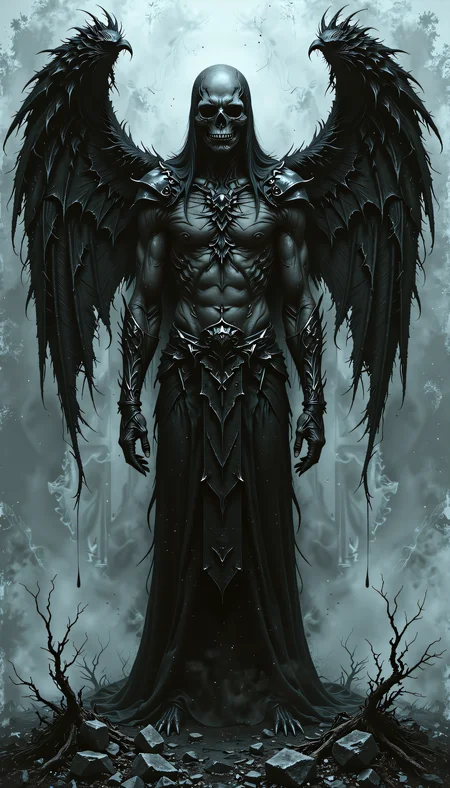 a haunting image of a death angel,devast8