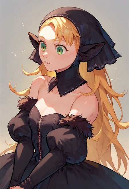 score_9_up score_8_up score_7_up, 1girl marcille lord, black headwear animal ears detached collar black dress bare shoulders detached sleeves fur trim puffy sleeves
<lora:falin_marcille_pony_d16:1>