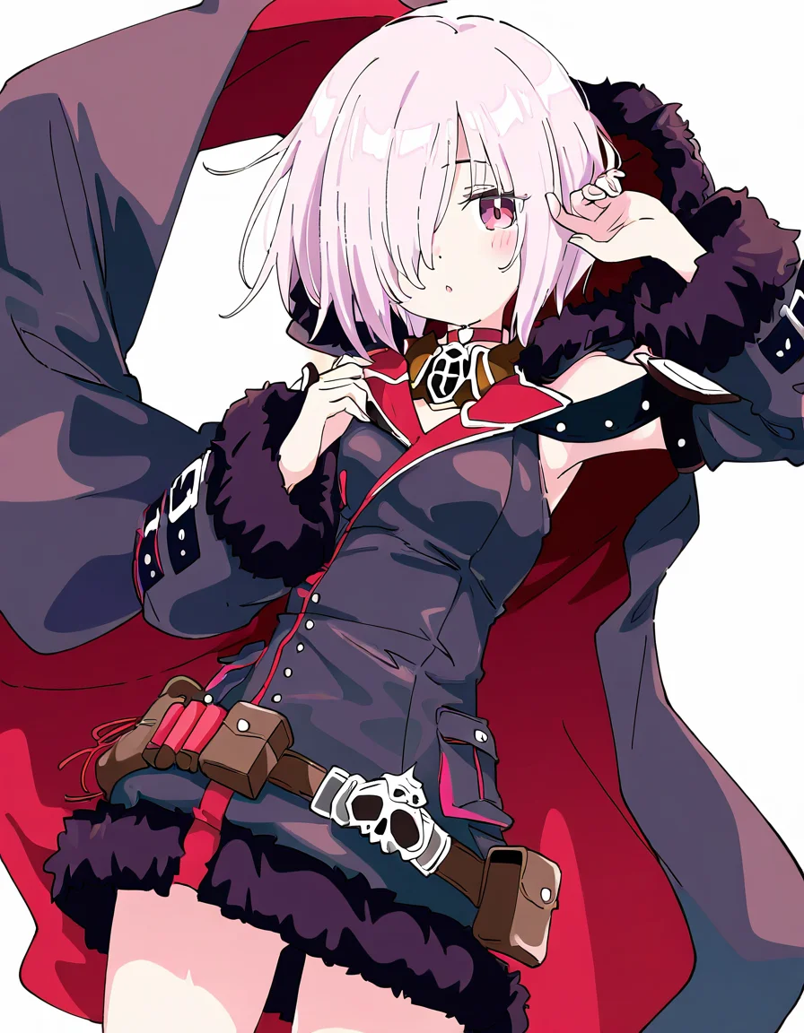 wizardess of oz,1girl,solo,looking at viewer,simple background,white background,cowboy shot,<lora:wizardess of oz-000012:0.8>,(hood down:1.2),alternate costume,, masterpiece, best quality, very aesthetic, absurdres,newest, incredibly absurdres,, (Ixy:0.6)),(hiten \(hitenkei\):0.7),