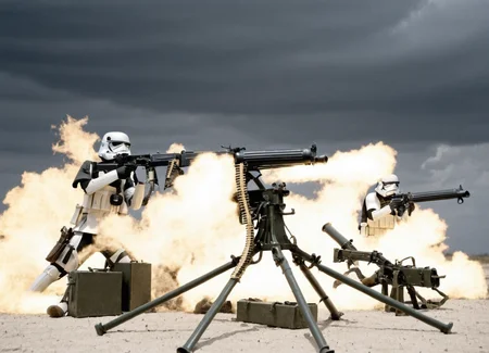 a vkrsmmg medium machine gun weapon is assembled by a group of storm troopers
<lora:Vickers_Medium_Machine_Gun_SDXL:0.8>