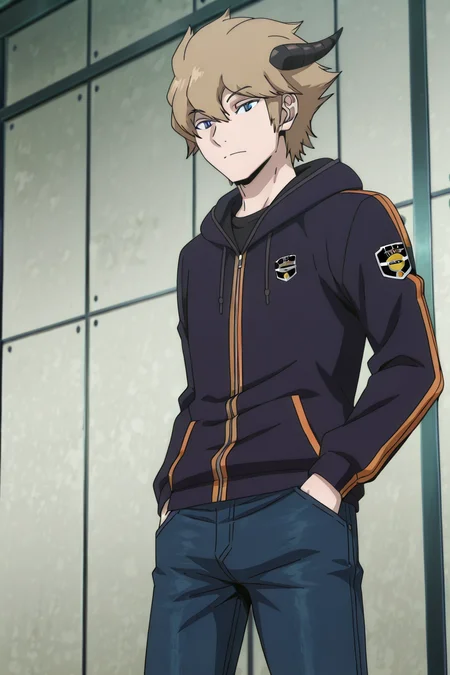 detailed background, posing,
<lora:worldtrigger.il:1>,
worldtrigger,
hyuse,
jeans, hands in pockets,
horns,