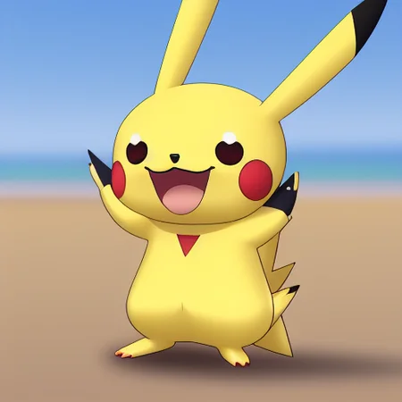 anthro pikachu pokemon in beach