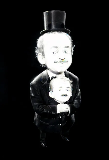 ((((((black and white,eyestalks)))))),((small man with mustache, top hat, kenbis, chibi, chibi, male only, male, male chibi, monocle, art deco, thick mustache, comically large mustache, handlebar mustache, tiny, multiple men, shrunk, microxl, some little guys, high angle, from above)), bwMovies, realistic, photo, vintage photo, ((very small man, small man, a small man, a man who is small, a small man)), an unapologetically small human male, black and white, smiling, very happy, euphoric, ecstatic, wonderful small men, large smile, huge smile