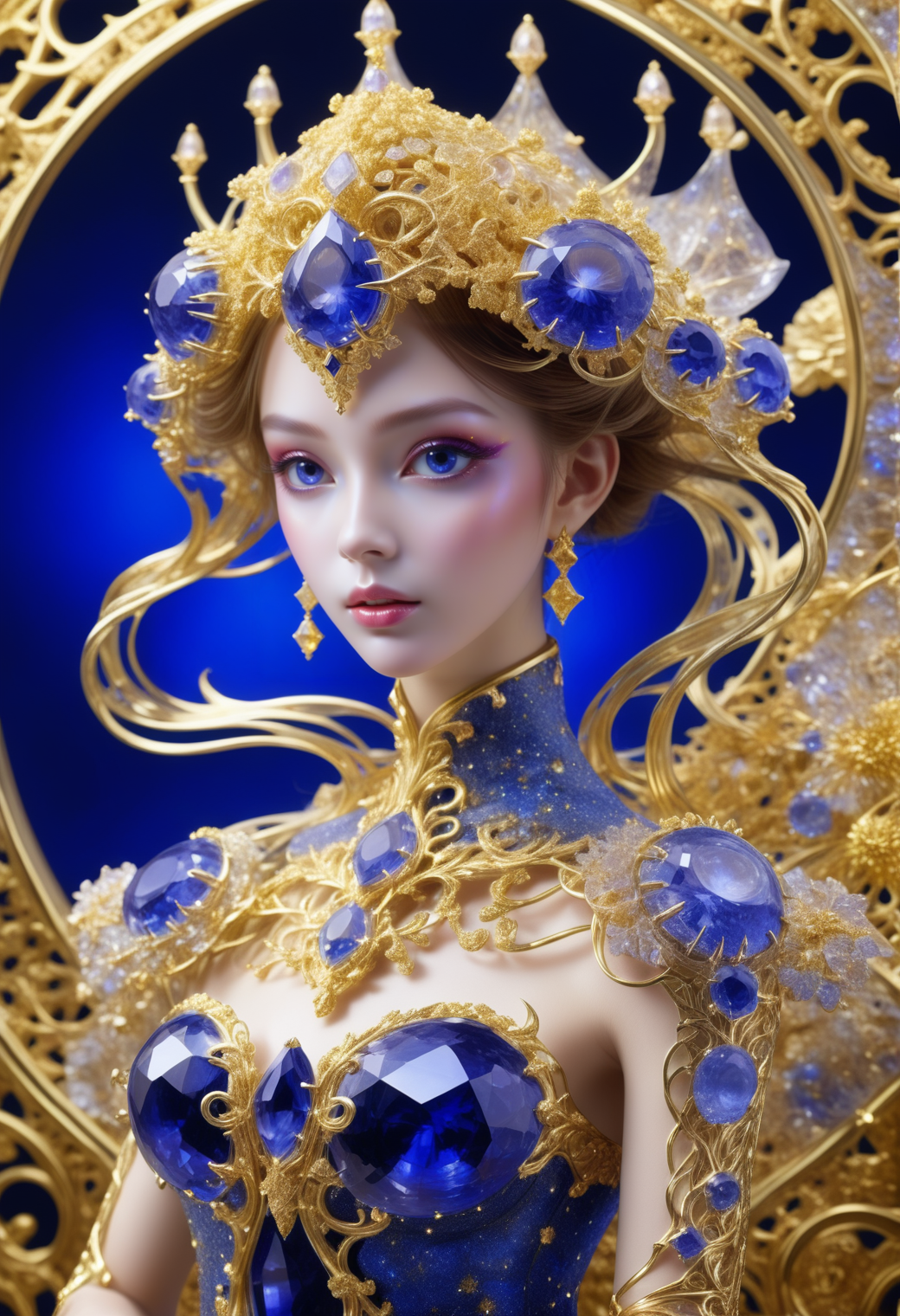 made out of reij-strsphr, Anime, (salsa:1.1) , it is lovely, stylized, soft focus, genre paintings, EC Comics, elaborate detail, intricate ironwork, contemporary abstract, serene compositions, masterpiece, UHD, sharp and in focus, <lora:stardustsapphire-000006:1>, highly decorated, fantastic aesthetic, stunning, cool colors