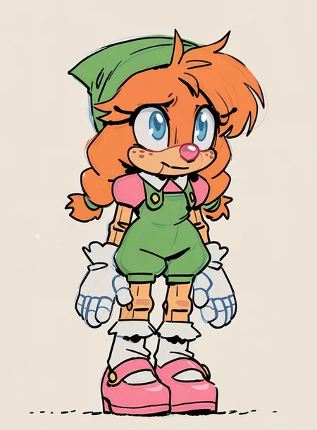 1girl, solo, furry, traditional media, hatching \(texture\), sketch,
<lora:Belle:0.9> belle the tinkerer, green headwear, puffy short sleeves, pink shirt, green overalls, collared shirt, white gloves, mary janes, pink footwear, white socks, frilled socks, overall shorts,
standing, head tilted, soft smile, soft reflective gaze, lingering melancholy, <lora:knuxze:0.9> knuxze, extremely detailed, highres, masterpiece, best quality