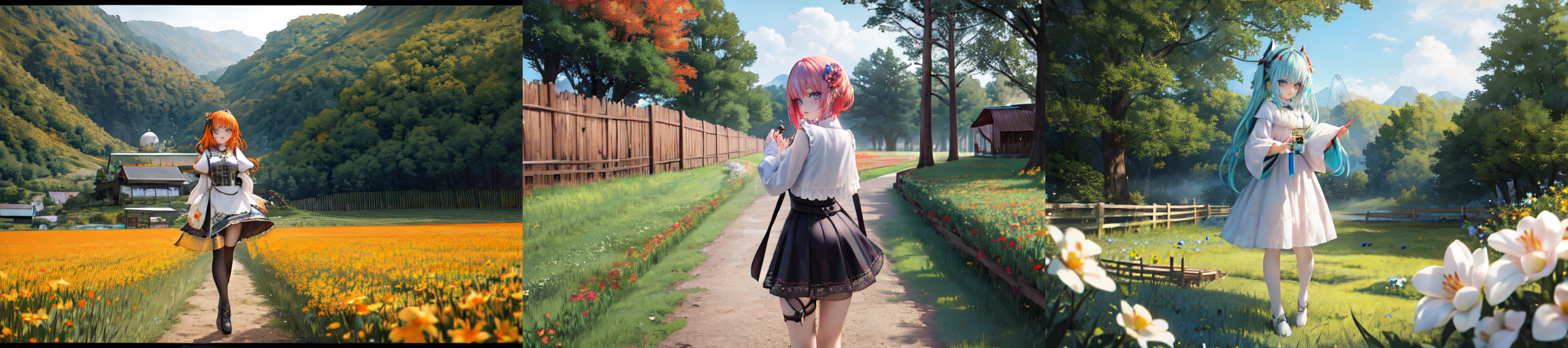 (otherworldly), highly insanely detailed, masterpiece, top quality, best quality, highres, 4k, 8k, RAW photo, (very aesthetic, beautiful and aesthetic), farm, fields, barn, fence, fantfa, <lora:FantasyFarm-10:0>, 
1girl, 
(__lazy-wildcards/char/haircolor__), 
(__lazy-wildcards/dataset/background-color__),âââ