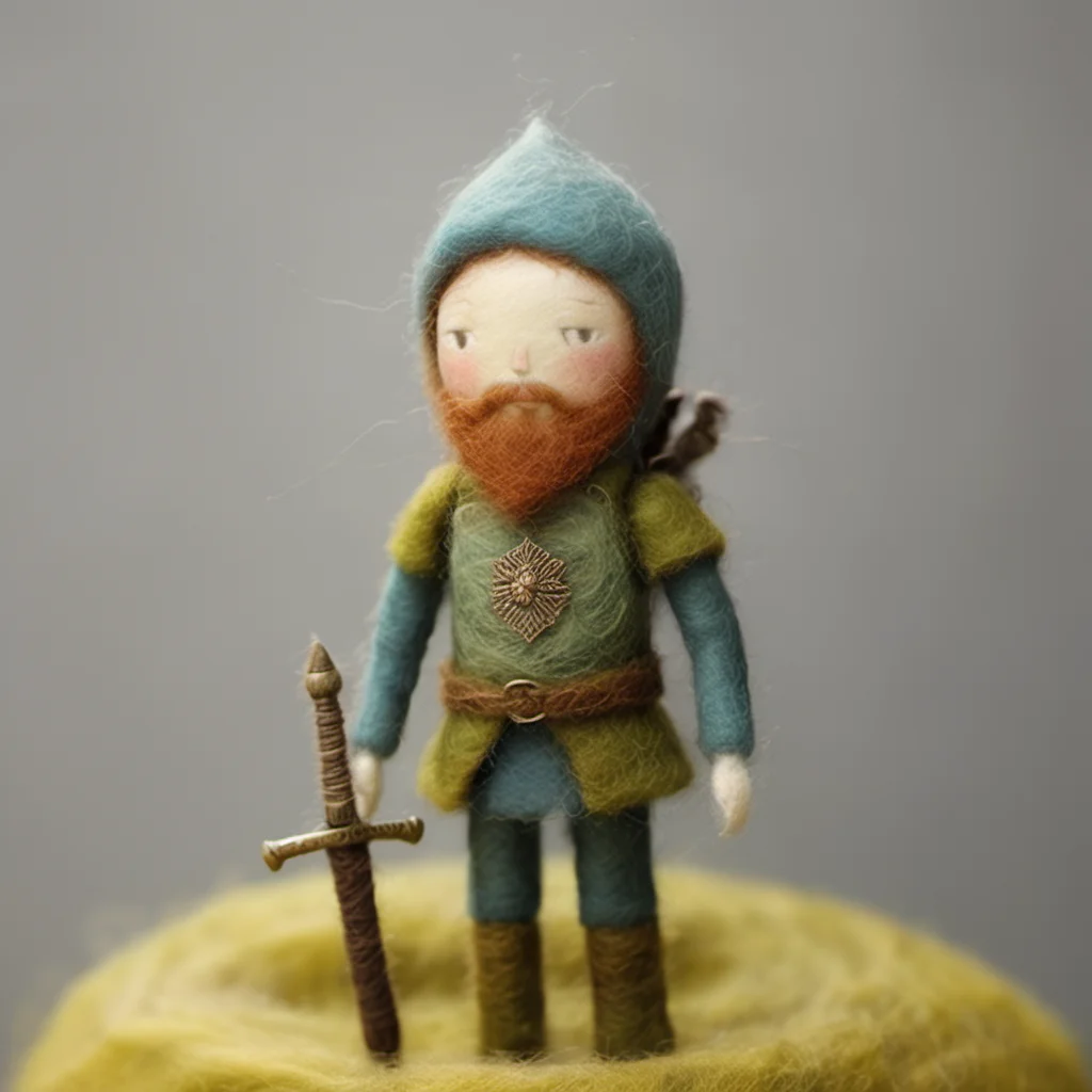 felted doll, 1 boy,armor, beard