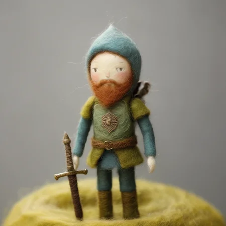 felted doll, 1 boy,armor, beard