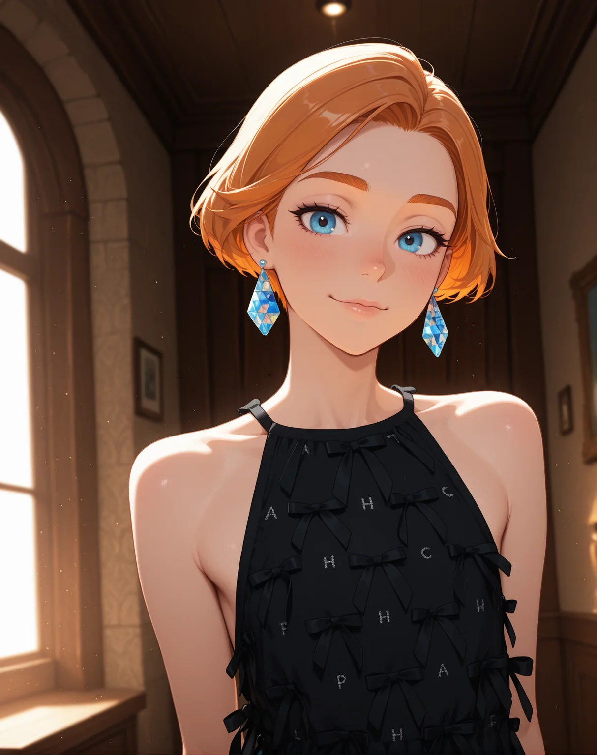 1boy, Rapunzel\(Movie\) style, (Pixar\(movies\):1.15), masterpiece,best quality,amazing quality, volumetric light, newest, Perfect detailed face, solo, Professional illustration composition,
an illustration of an extra skinny femboy, tomboy Trap, Trans girl, shag haircut, short hair, ginger hair, redhead, flat chest, long_body, thin, (mature, 40yo:1.2), Til blue eyes,
<lora:Chanel_2023_LBD_Little_Black_Dress:0.8> Black Dress, ribbon pattern, letter pattern, earrings, bracelets, rings, upper body,
BREAK Masterpiece, best quality, amazing quality, HDR, 4K, volumetric light, newest, Perfect detailed face, Pixar\(movies\), Disney Princess,