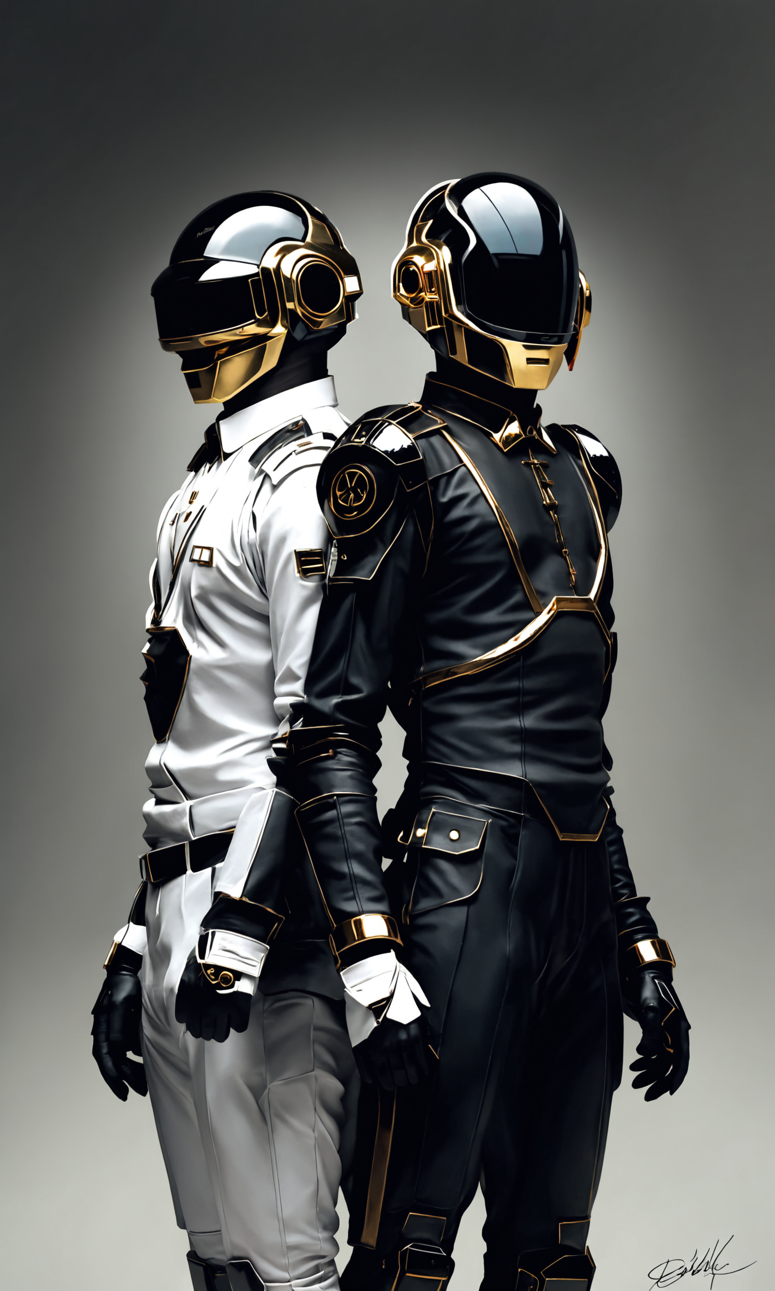 (macro view on face of daft punk:5)
, (frazetta style:2)
, (enki billal darkness:3)
, analog film photo
, extremely detailed
, (mainly black and white scheme with touch of fluorescent colors:3)
, (ray of light:2)
, 16k
, sci-fi
<lora:vor_enki.sdxl.lora.v5:0.45>
<lora:vor_sci-fi.v1.sdxl.lora:0.95>
<lora:- SDXL - vanta-black_contrast_V3.0:0.45>
<lora:3DMM_XL_V13:0.45>
