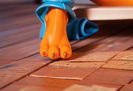 score_9, score_8_up, score_7_up, score_6_up, score_5_up, score_4_up, 1girl, furry female, kiff chatterley, orange squirrel, barefoot, orange feet, 3 toes, foot focus, close-up