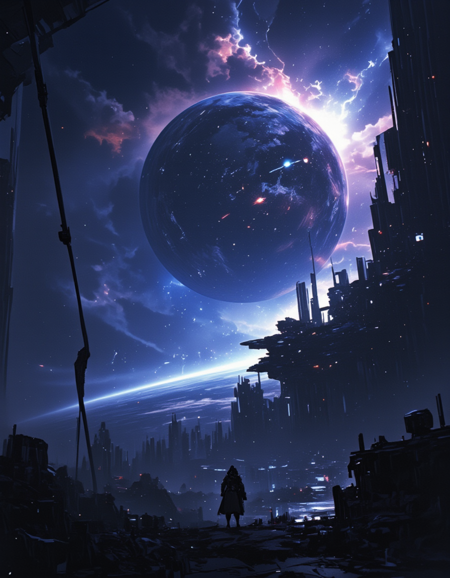 <lora:SW01v2-1flux:1> sw01p, EFFD02, imagination, epic world, halos of light in the darkness of space,