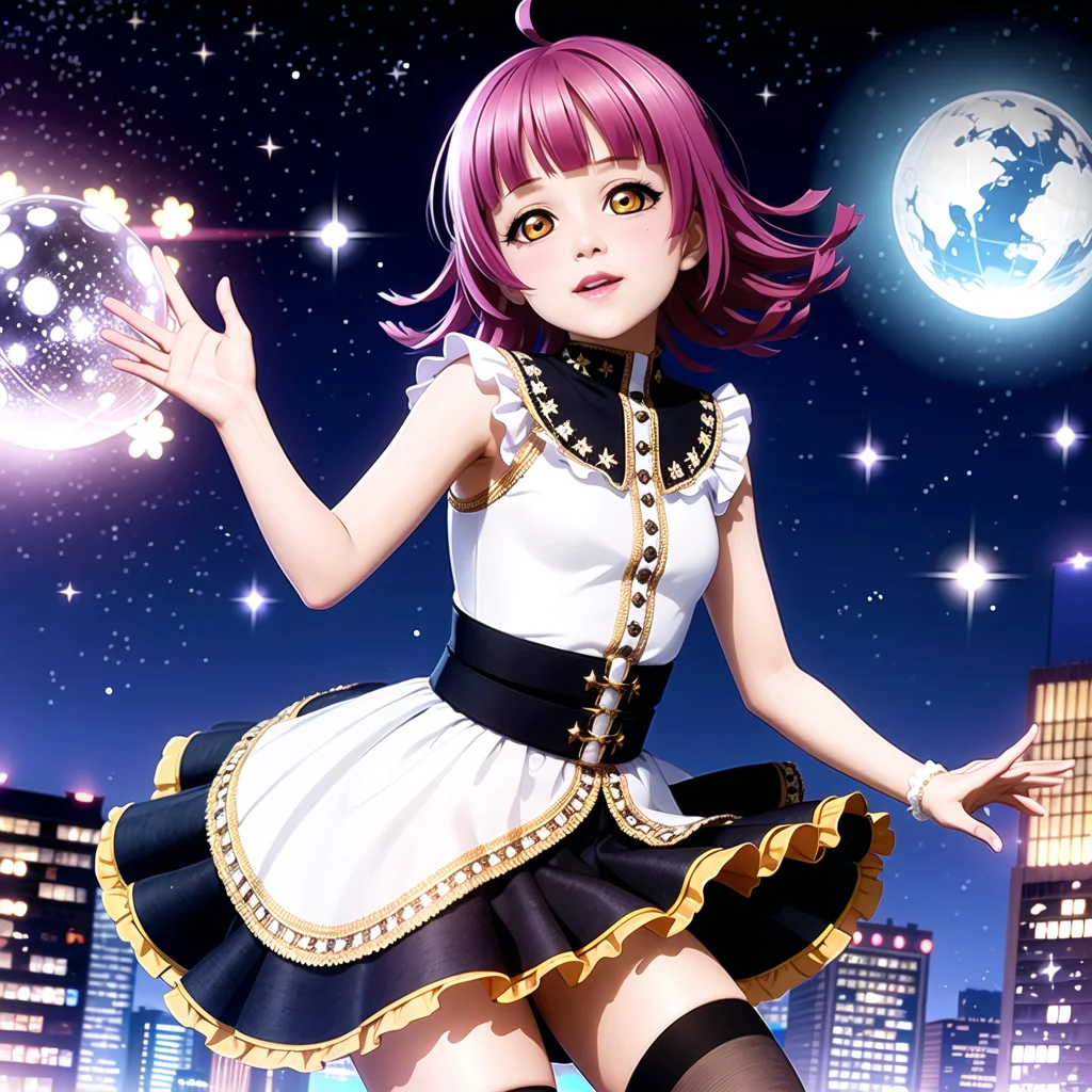 best quality, ultra high res, 1girl, solo focus, ((mini see through dress)), elbow dress, black thighhighs, frills, ribbons, studio background,floating hair, looking at viewer, facing front,