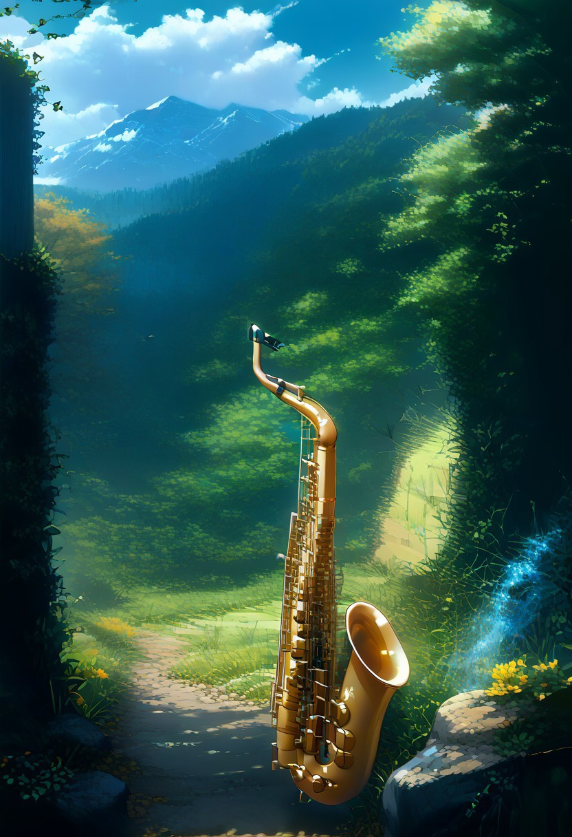 ClearingontopMB, Location, outdoors, Scenery, Cloud, score_9, score_8_up, score_7_up, score_6_up, source_anime, <lora:Worldly_XL:1> <lora:AIU 0.3v:1.1>, 1girl, instrument, solo, solo focused, (clearing, open view:1.6), breeze, instrument, adult Kikuchi Makoto is standing on windy clearing on top of mountain in jeans in front of panoramic view playing a jazzy solo on saxophone, playing instrument, <lora:Sheeps_Saxophone:0.85> SH_S4X, <lora:KikuchiMakoto_pony_v1:0.9> kkcmkt, (Kikuchi Makoto, full shot, full frame, boots:1.2), short hair, black hair, antenna hair, hair between eyes, black eyes, flat chest, small breasts, jeans, <lora:HairFlowv1:0.7> flowing hair, wind,<lora:loraeyesxl:0.4>