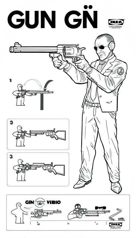 gun gun <lora:ikea_instructions_xl_v1_5:1>