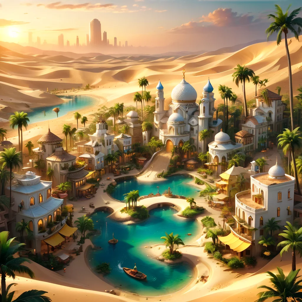 Masterpiece,8k,absurd resolution,I
ImaginaryCityScapes,oasis city,outdoors,sky,cloud,water,tree,no humans,water,building,scenery,sunset,city,sand,palm trees,banana trees,watercraft,small white houses
,<lora:City_scapes_XL:0.6>
